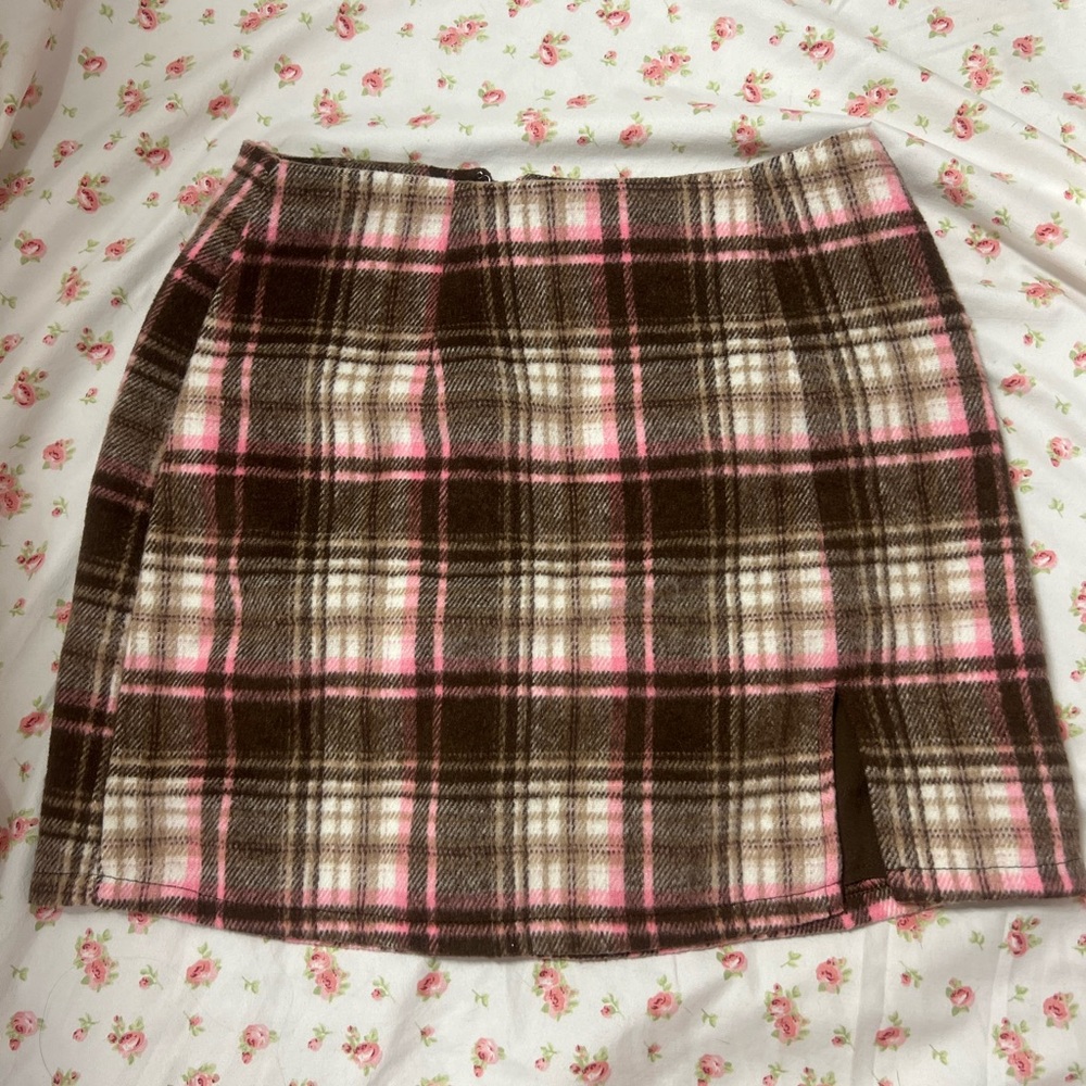 Pink and brown plaid forever 21 mini skirt